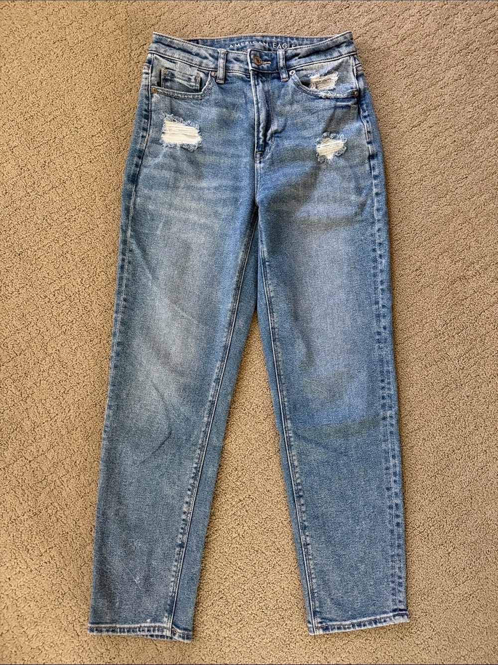 American Eagle Outfitters Light Wash Straight Leg Ripped Jeans